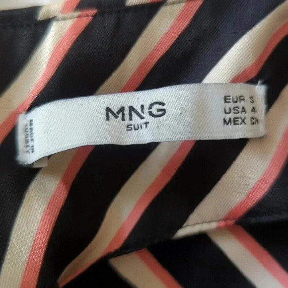 MNG Suit Black, cream and pink Striped Blouse - Picture 5 of 6